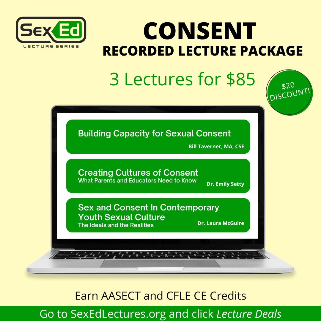 Image is an ad for the Consent Lecture Package which is 3 lectures for $85. 